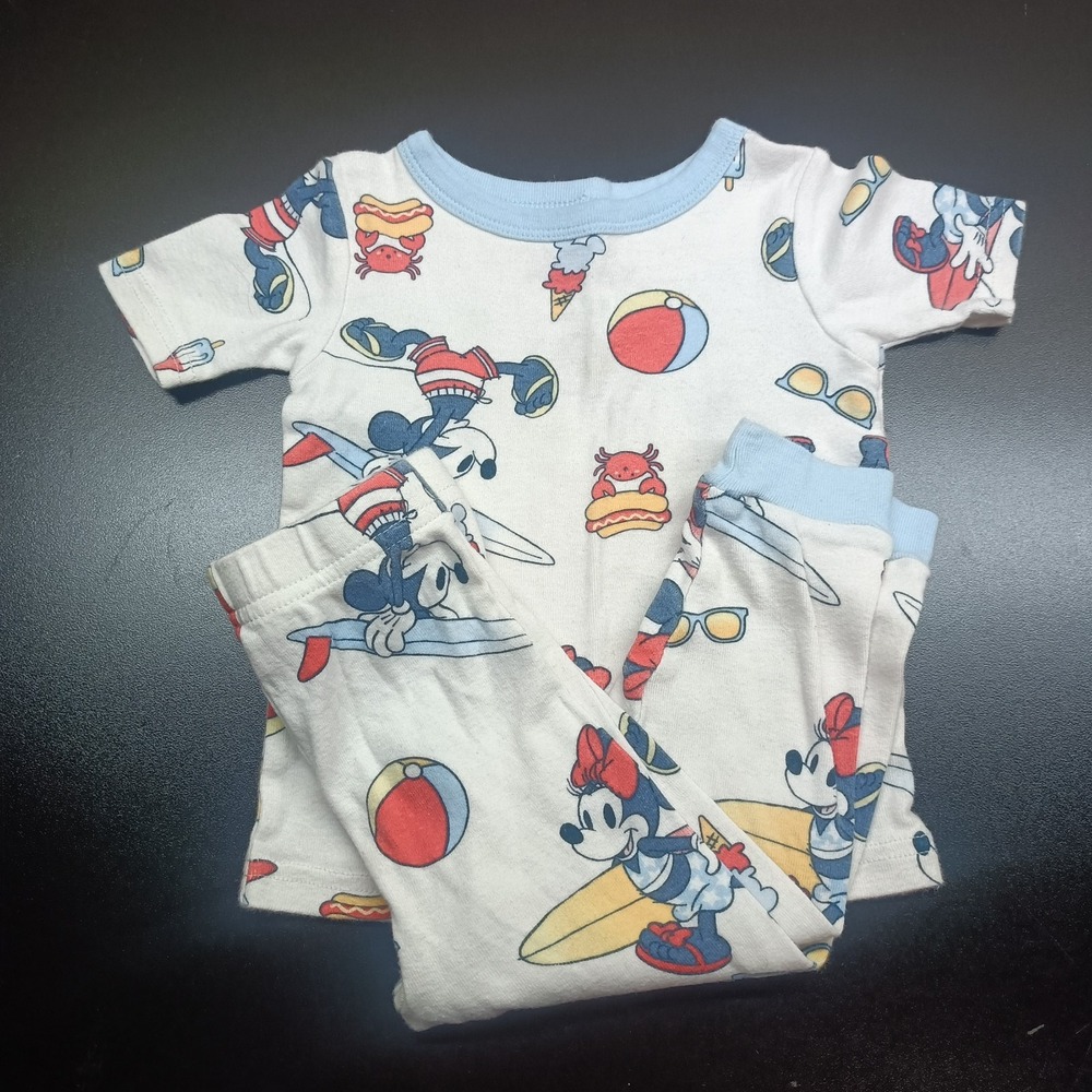 Disney PJs Size 2T Mickey Minnie Mouse  Summer Beach Cookout 4th of July pajamas